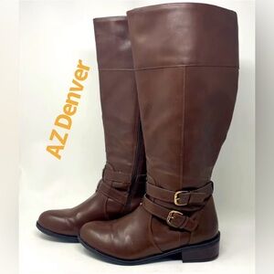 AZ Denver Dk Brown Boots size 8.5 Arizona Jean Co Knee Boots Zip Buckles
